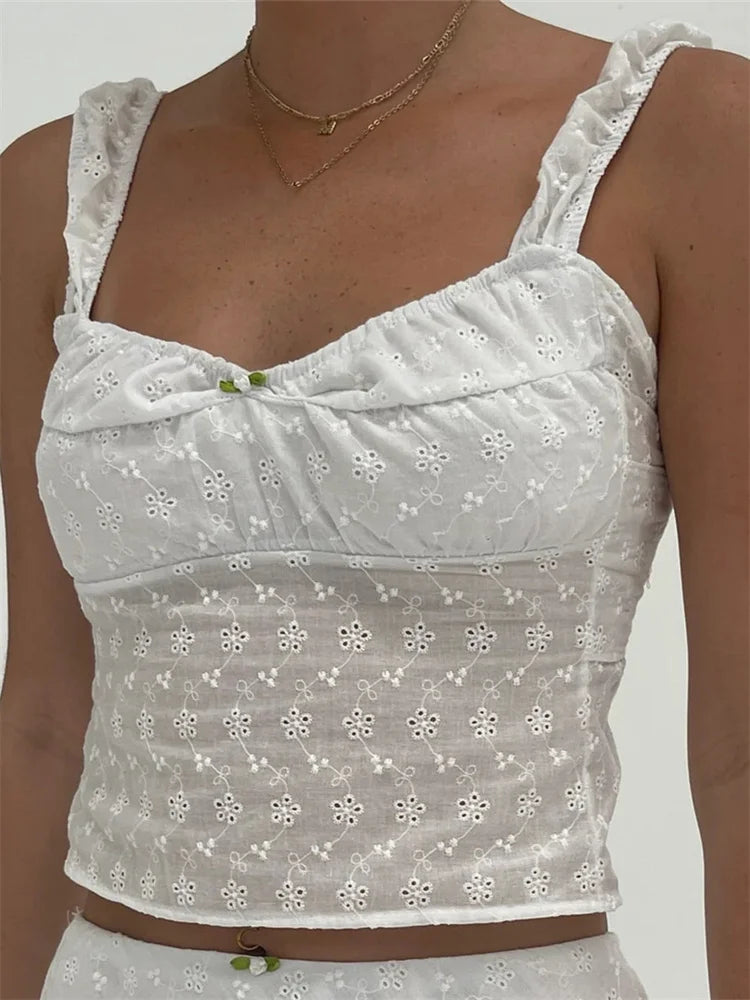 Retro Women Sleeveless Lace Low Cut Slim Fit Fairycore Grunge Backless Tie-up Clubwear Crop Top