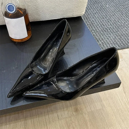 Design Pointed Toe Wedges Highs Women Silver Red Shoes Wedding Banquet Shoes Low Heel Pumps