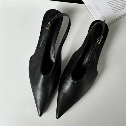 Designer Pointed Toe Buckle Strap Women Thin Elegant Banquet Dress Mule Ladies Shoes Low Heel Pumps