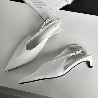 Designer Pointed Toe Buckle Strap Women Thin Elegant Banquet Dress Mule Ladies Shoes Low Heel Pumps