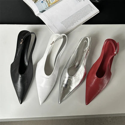Designer Pointed Toe Buckle Strap Women Thin Elegant Banquet Dress Mule Ladies Shoes Low Heel Pumps