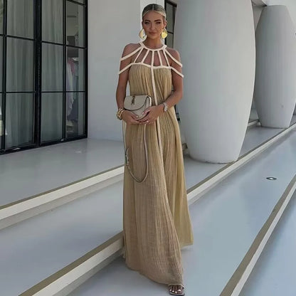 Bohemia Holiday Dress Elegant Solid Casual Loose Long Dresses Summer Party Dress
