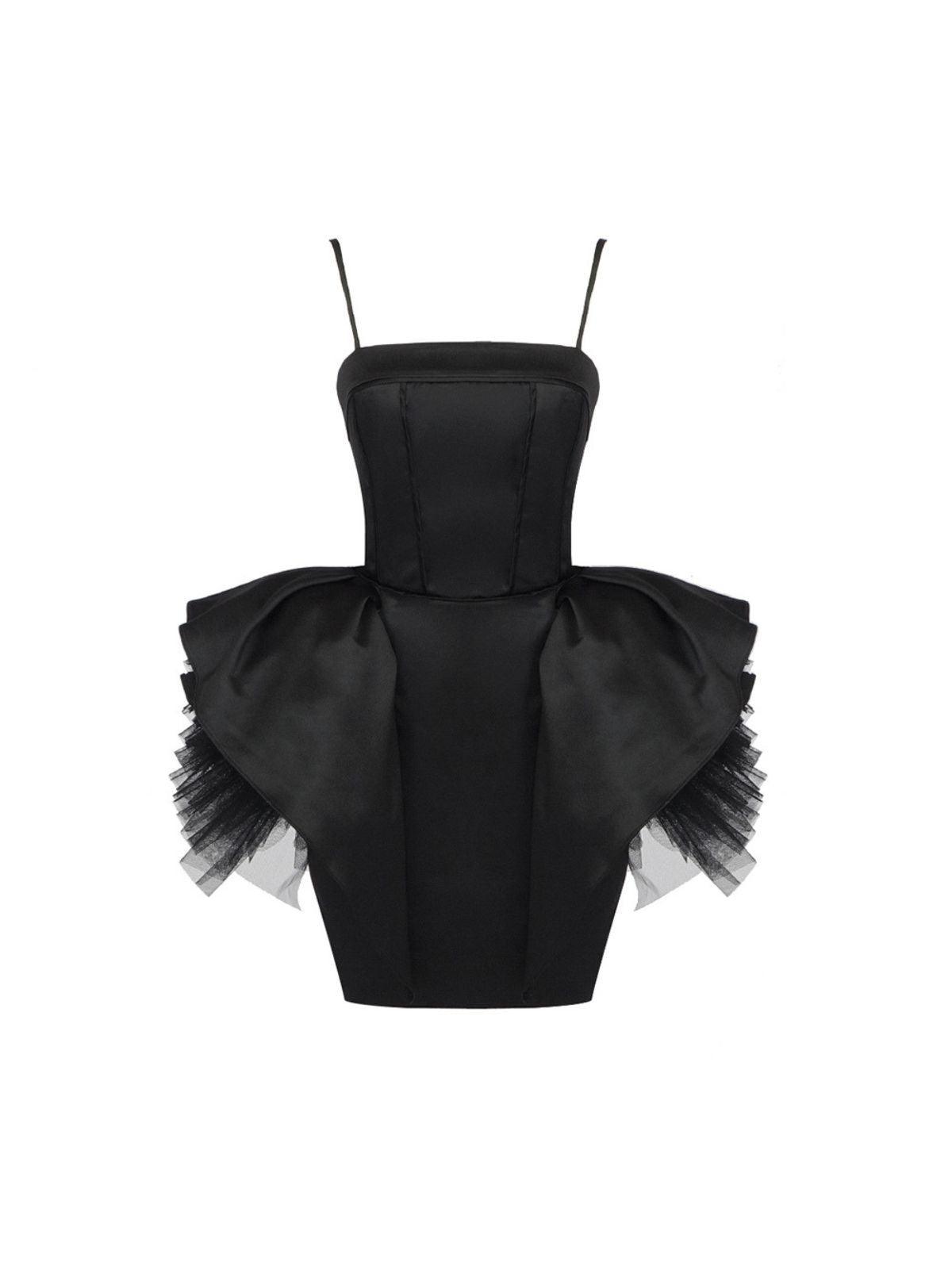 Spaghetti Strap Tiered Tulle Ruffle Mini Dress