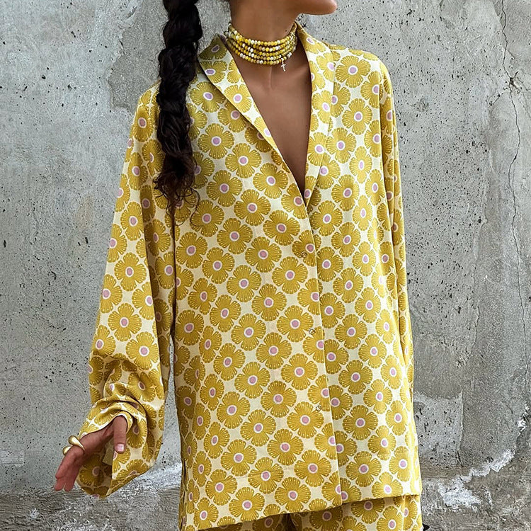 Yellow daisy print commuter co ord set