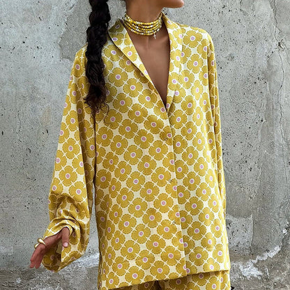 Yellow daisy print commuter co ord set