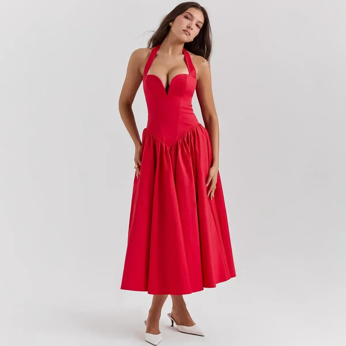 Elegant Fit and Flare Casual Sexy Party Dress