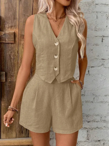 womens 2 piece summer sets vest and shorts