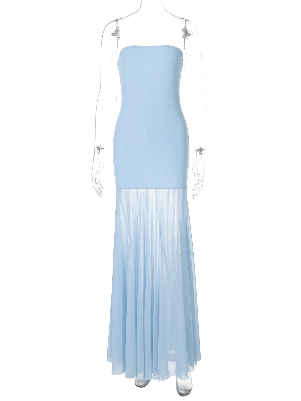 Halter Deep V Ruched Bodice Center Panel Drape Maxi Gown