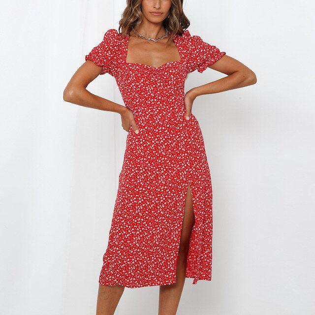 maxi dress with thigh high split sides