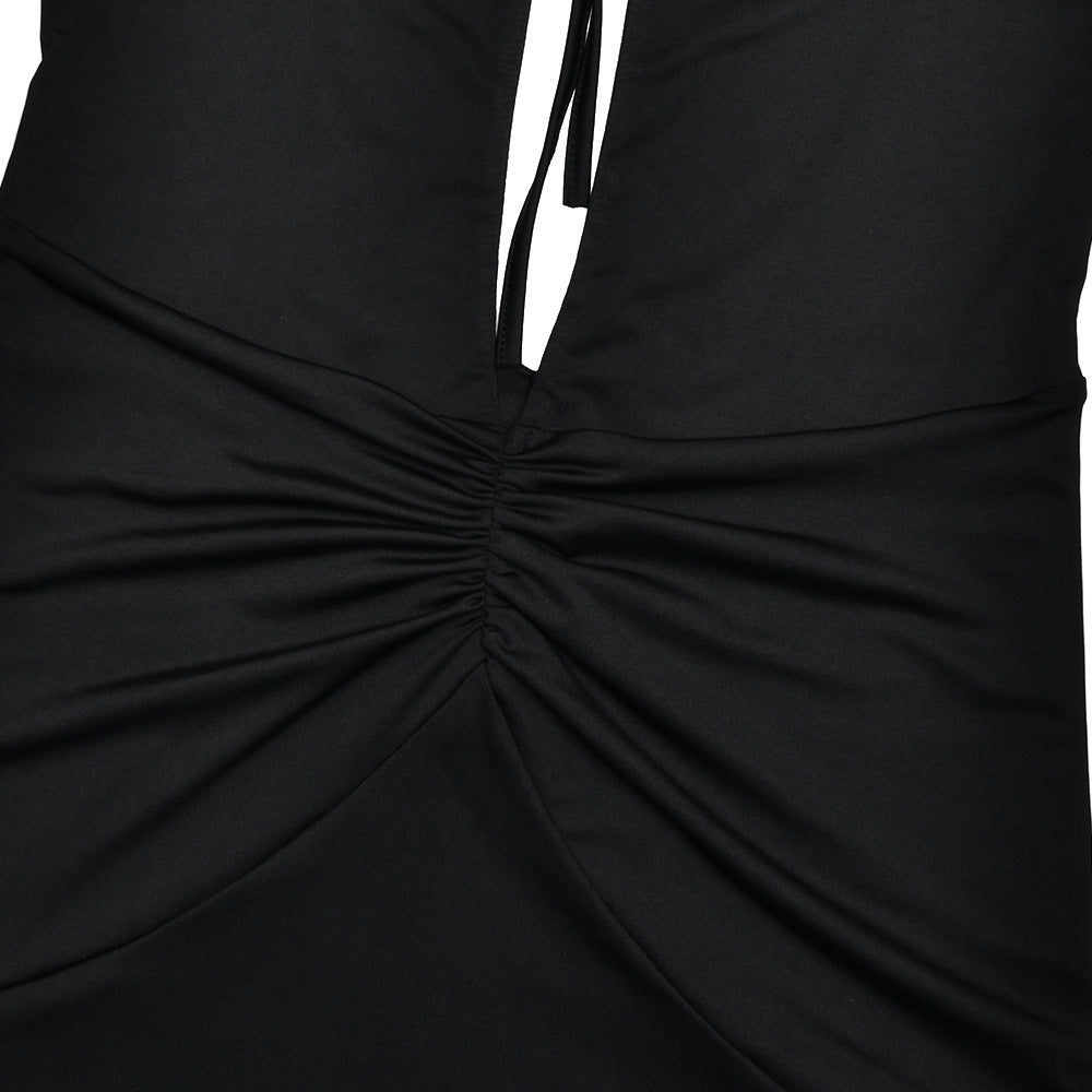 Tank Strap Keyhole Cutout Ruched Bodycon Maxi Dress