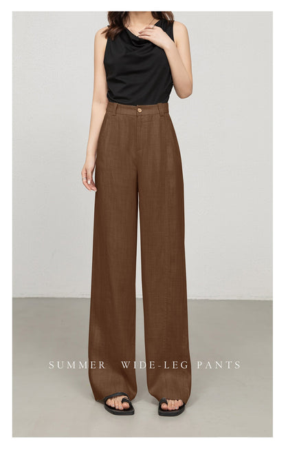 Wide leg trousers women in navy and brown