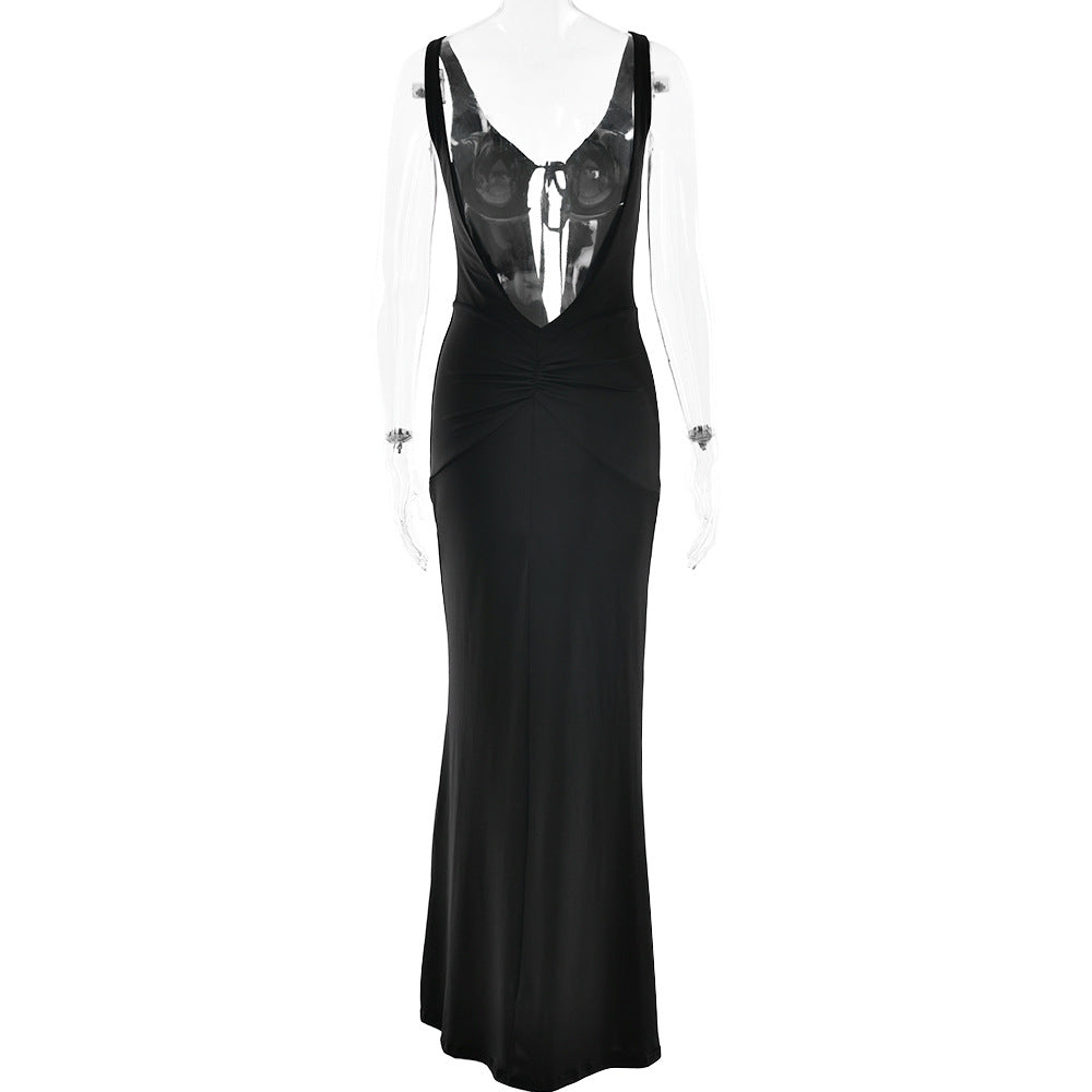 Tank Strap Keyhole Cutout Ruched Bodycon Maxi Dress