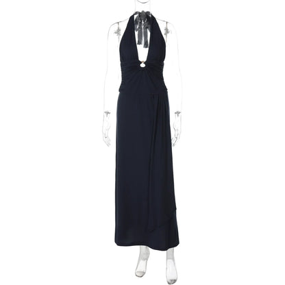 Asra Halter Pleated Maxi Dress