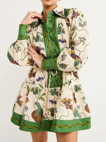 Belted Floral Print Spaghetti Strap Midi Dress