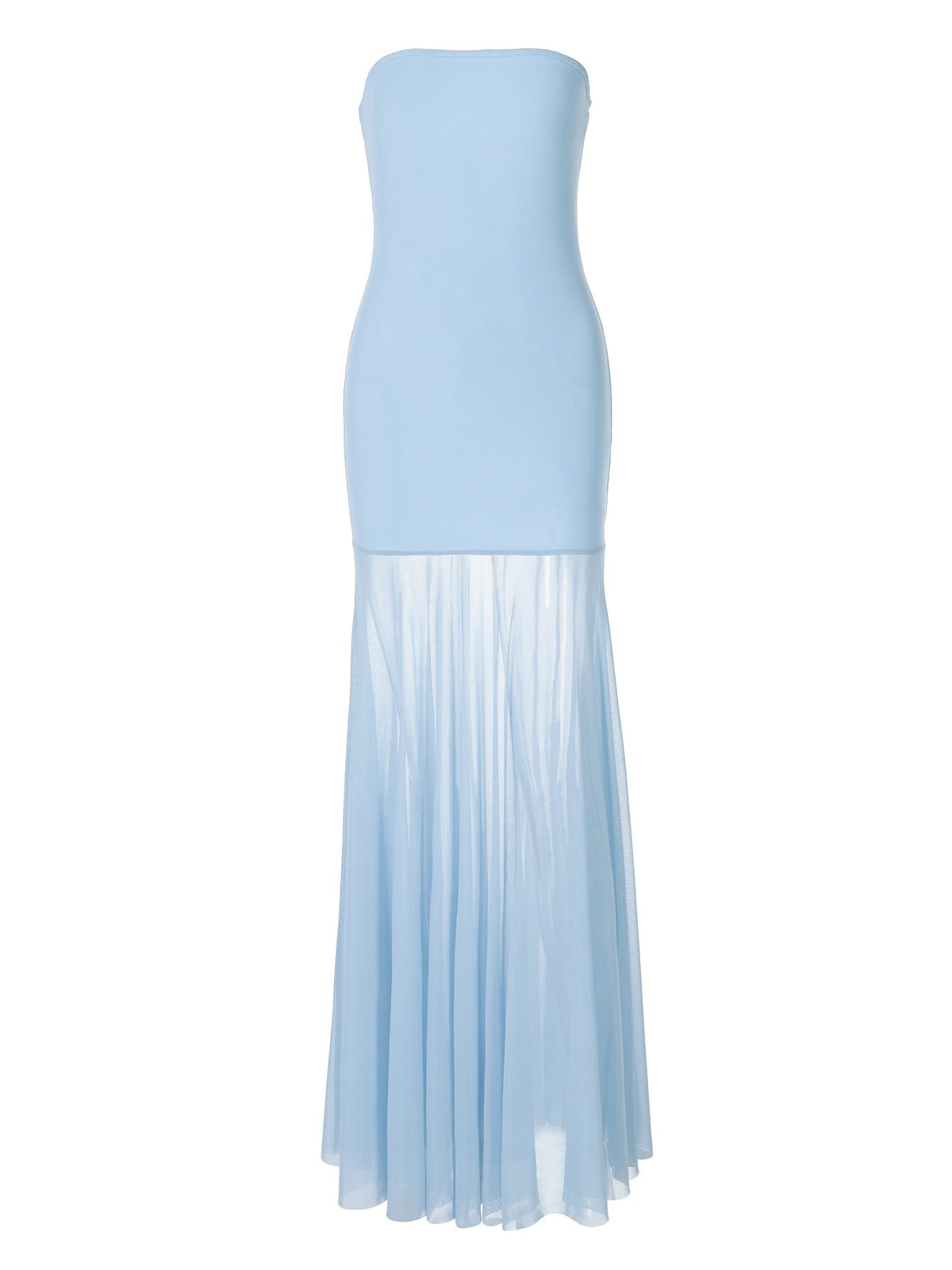 Halter Deep V Ruched Bodice Center Panel Drape Maxi Gown
