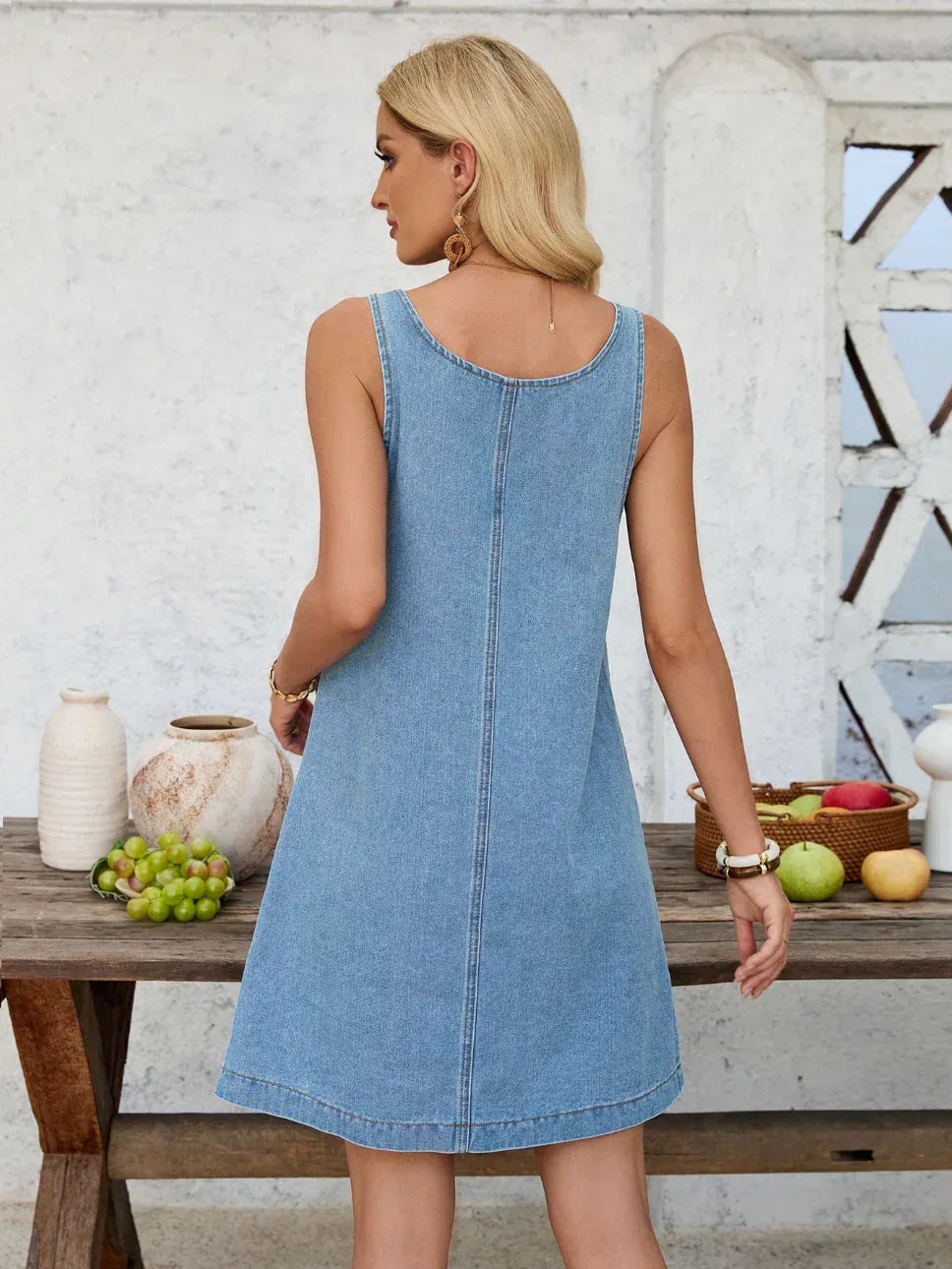 Women Denim Overall Dress Blue Jean Cowgirl Outfits