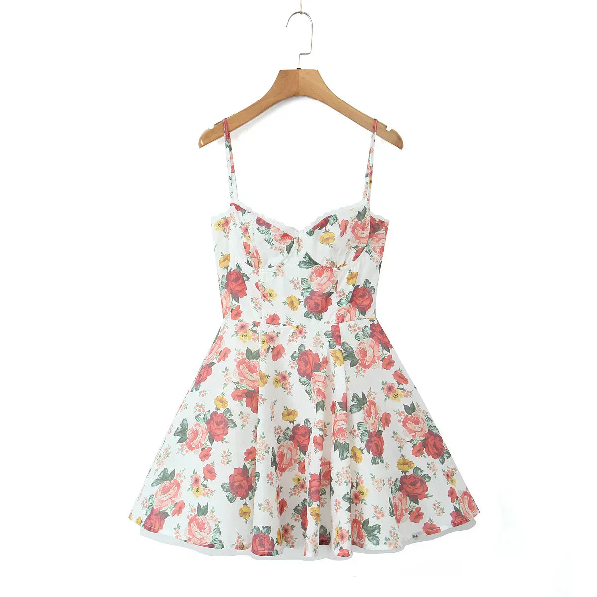 Sweetheart Neck Corset Tulle Petticoat Floral Mini Dress