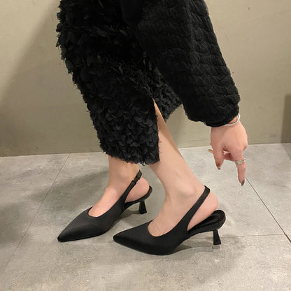 Hot Sale Slip-on Fashion Office Career Pointed Toe Cap Sandals Low Heel Pumps