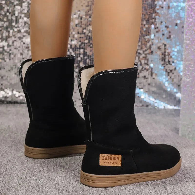 Shoes for Women 2024 Comfortable and Warm Winter Women's Furry Boots Simple and Versatile Casual Mid Calf Boots Botas De Muje