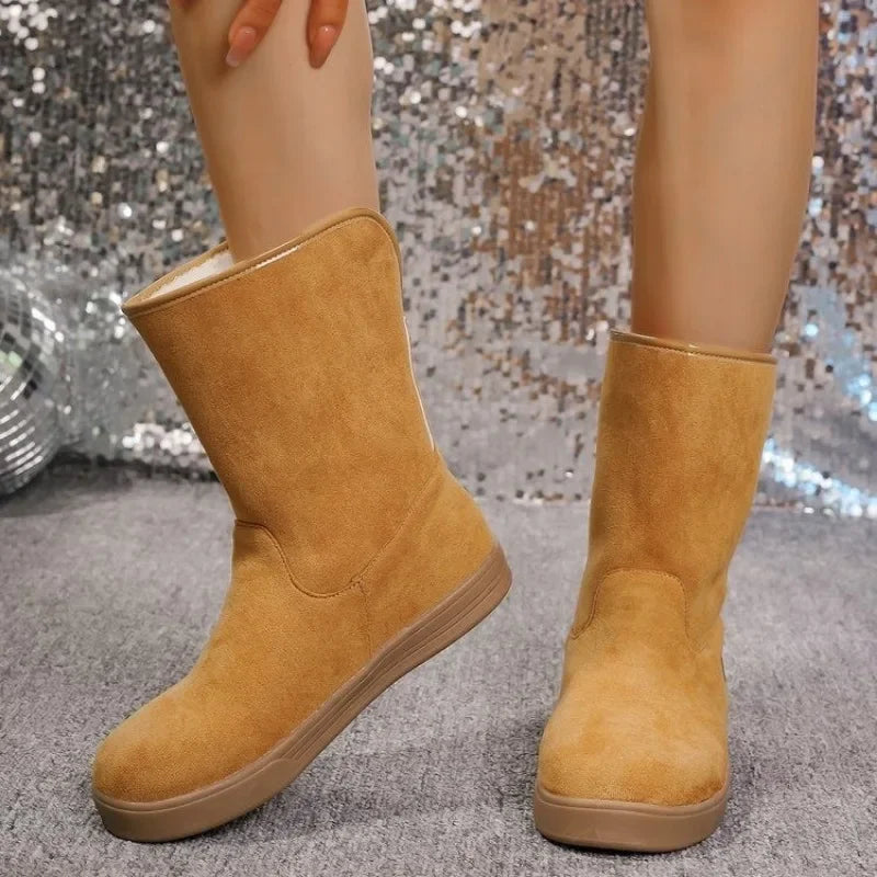 Shoes for Women 2024 Comfortable and Warm Winter Women's Furry Boots Simple and Versatile Casual Mid Calf Boots Botas De Muje