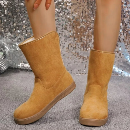 Shoes for Women 2024 Comfortable and Warm Winter Women's Furry Boots Simple and Versatile Casual Mid Calf Boots Botas De Muje