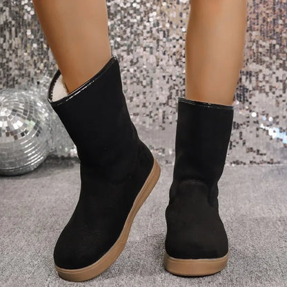Shoes for Women 2024 Comfortable and Warm Winter Women's Furry Boots Simple and Versatile Casual Mid Calf Boots Botas De Muje