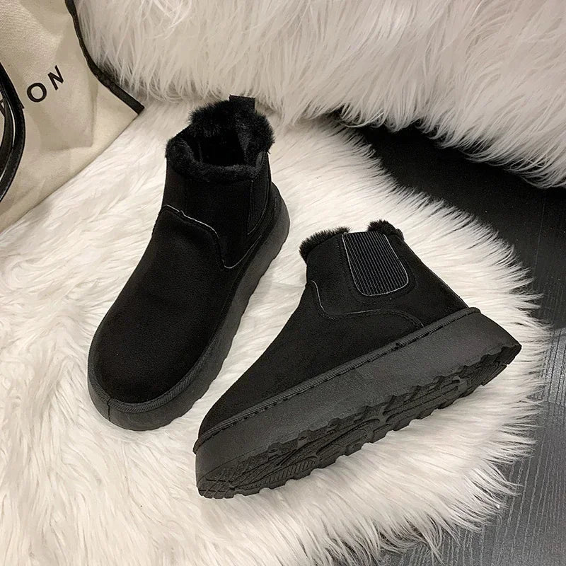 Winter Boots Women New Rubber Thick Sole Ankle Boots for Outdoor Elevated Comfort Warm Walking Cotton Shoes Fashion Snow Boot