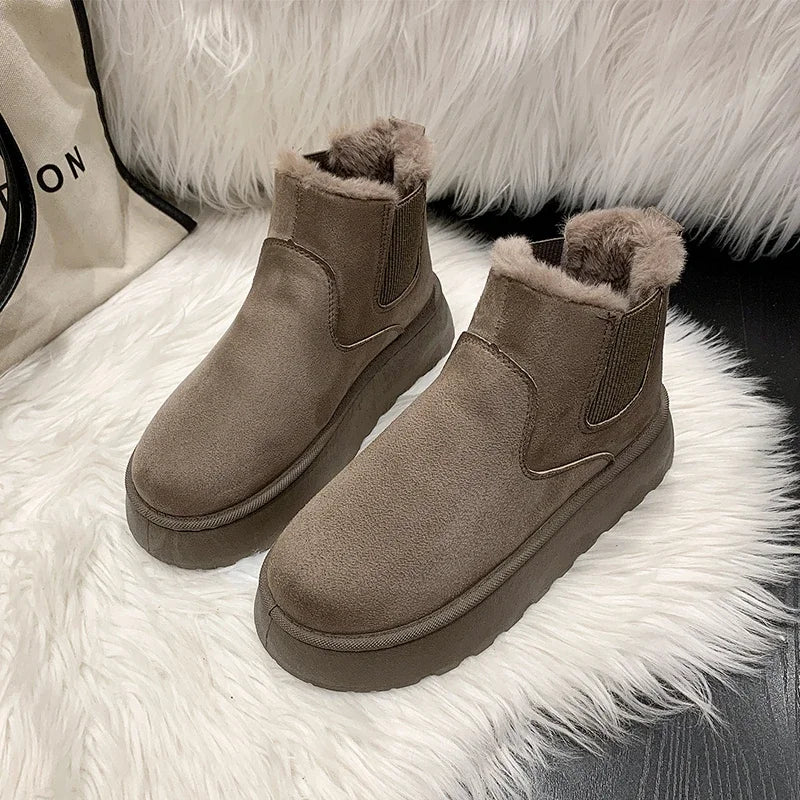 Winter Boots Women New Rubber Thick Sole Ankle Boots for Outdoor Elevated Comfort Warm Walking Cotton Shoes Fashion Snow Boot
