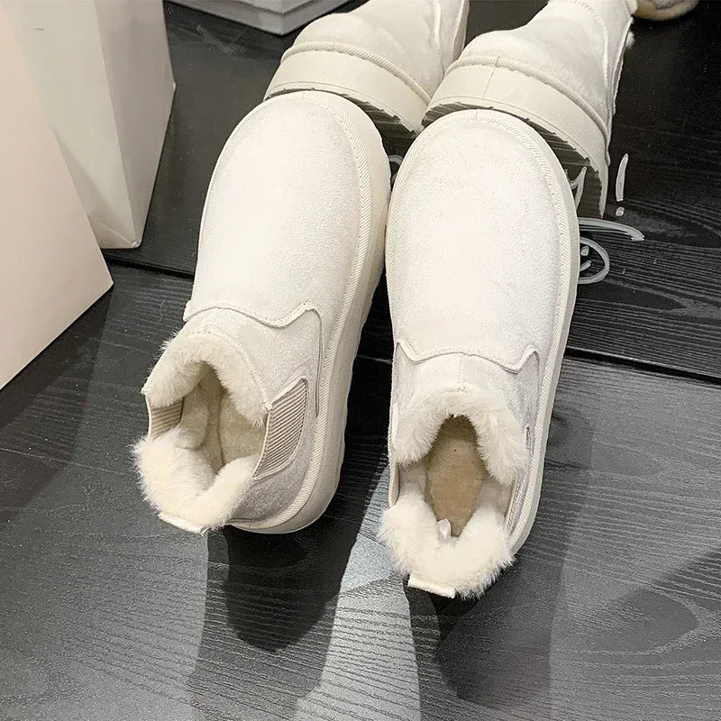Winter Boots Women New Rubber Thick Sole Ankle Boots for Outdoor Elevated Comfort Warm Walking Cotton Shoes Fashion Snow Boot