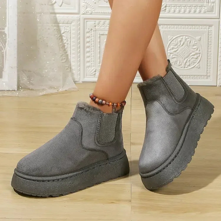 Winter Boots Women New Rubber Thick Sole Ankle Boots for Outdoor Elevated Comfort Warm Walking Cotton Shoes Fashion Snow Boot