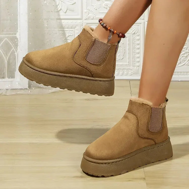 Winter Boots Women New Rubber Thick Sole Ankle Boots for Outdoor Elevated Comfort Warm Walking Cotton Shoes Fashion Snow Boot