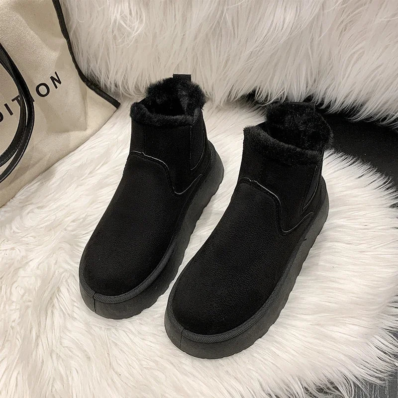 Winter Boots Women New Rubber Thick Sole Ankle Boots for Outdoor Elevated Comfort Warm Walking Cotton Shoes Fashion Snow Boot