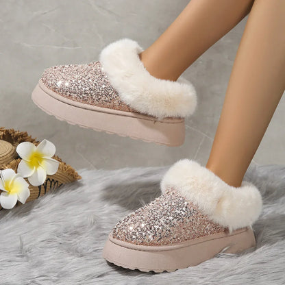 Winter Women Short Plush Warm Snow Boots Casual Shoes New Suede Fur Chelsea Ankle Boots Flats Platform Ladies Shoes Botas