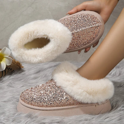 Winter Women Short Plush Warm Snow Boots Casual Shoes New Suede Fur Chelsea Ankle Boots Flats Platform Ladies Shoes Botas