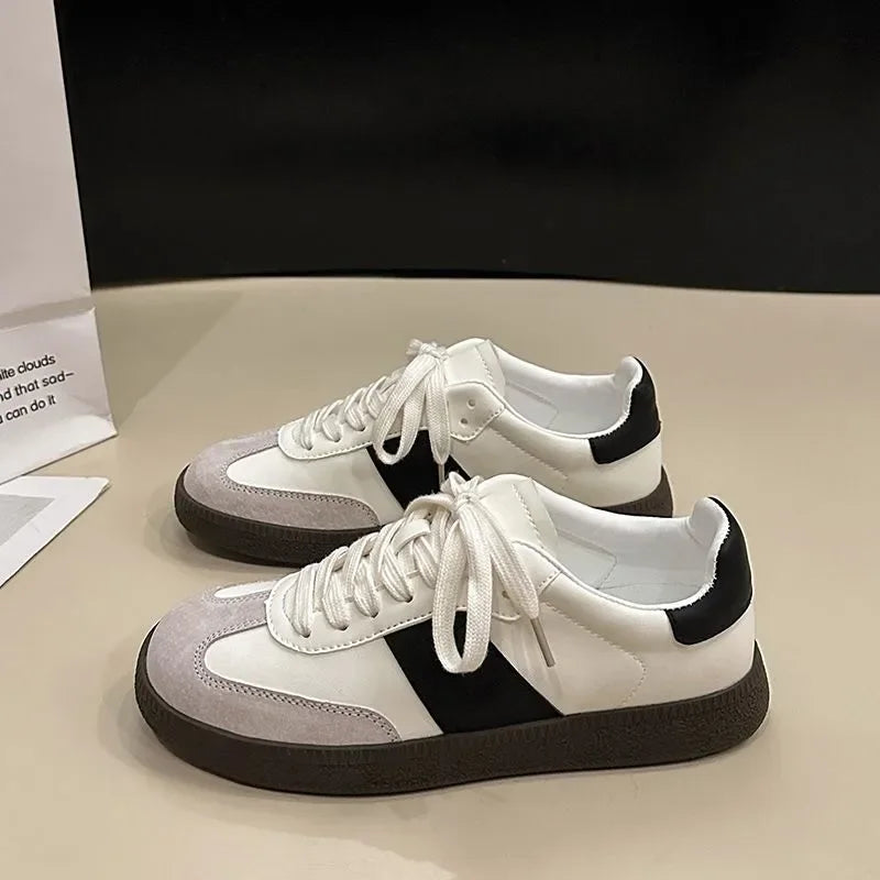 Women Leather Outdoor Walking Sneakers Casual Fashion Sports Platform Vulcanized Shoes Woman White Flats Ladies Tennis Traine