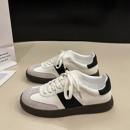 Women Leather Outdoor Walking Sneakers Casual Fashion Sports Platform Vulcanized Shoes Woman White Flats Ladies Tennis Traine