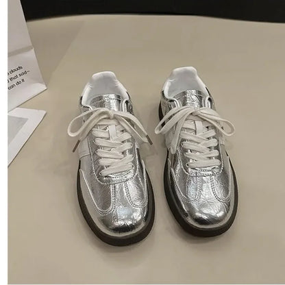 Women Leather Outdoor Walking Sneakers Casual Fashion Sports Platform Vulcanized Shoes Woman White Flats Ladies Tennis Traine