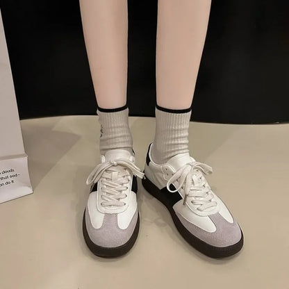 Women Leather Outdoor Walking Sneakers Casual Fashion Sports Platform Vulcanized Shoes Woman White Flats Ladies Tennis Traine