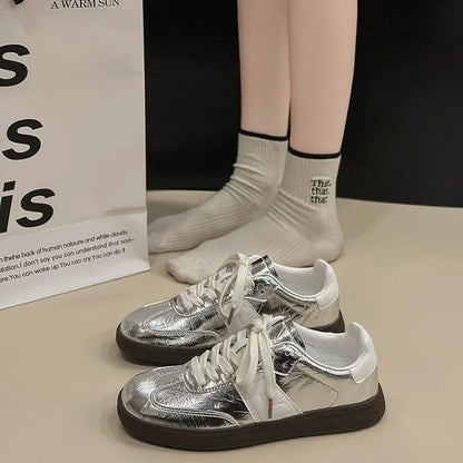 Women Leather Outdoor Walking Sneakers Casual Fashion Sports Platform Vulcanized Shoes Woman White Flats Ladies Tennis Traine