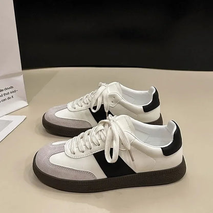 Women Leather Outdoor Walking Sneakers Casual Fashion Sports Platform Vulcanized Shoes Woman White Flats Ladies Tennis Traine