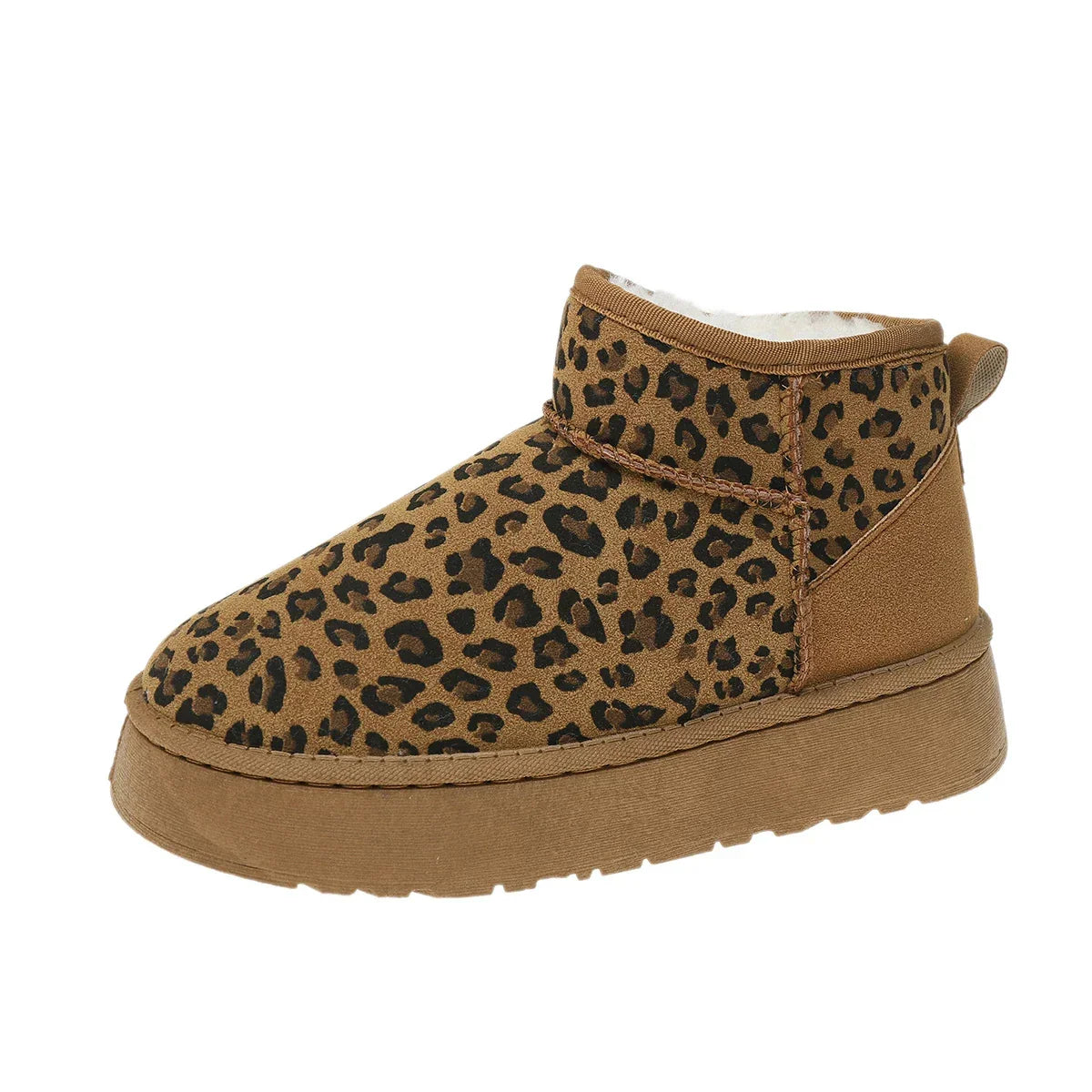 Women Leopard Print Boots2024 Winter Comfortable Warm Women Snow Boots Outdoor Non-slip Wear-resistant Fashion Plush Short Bo