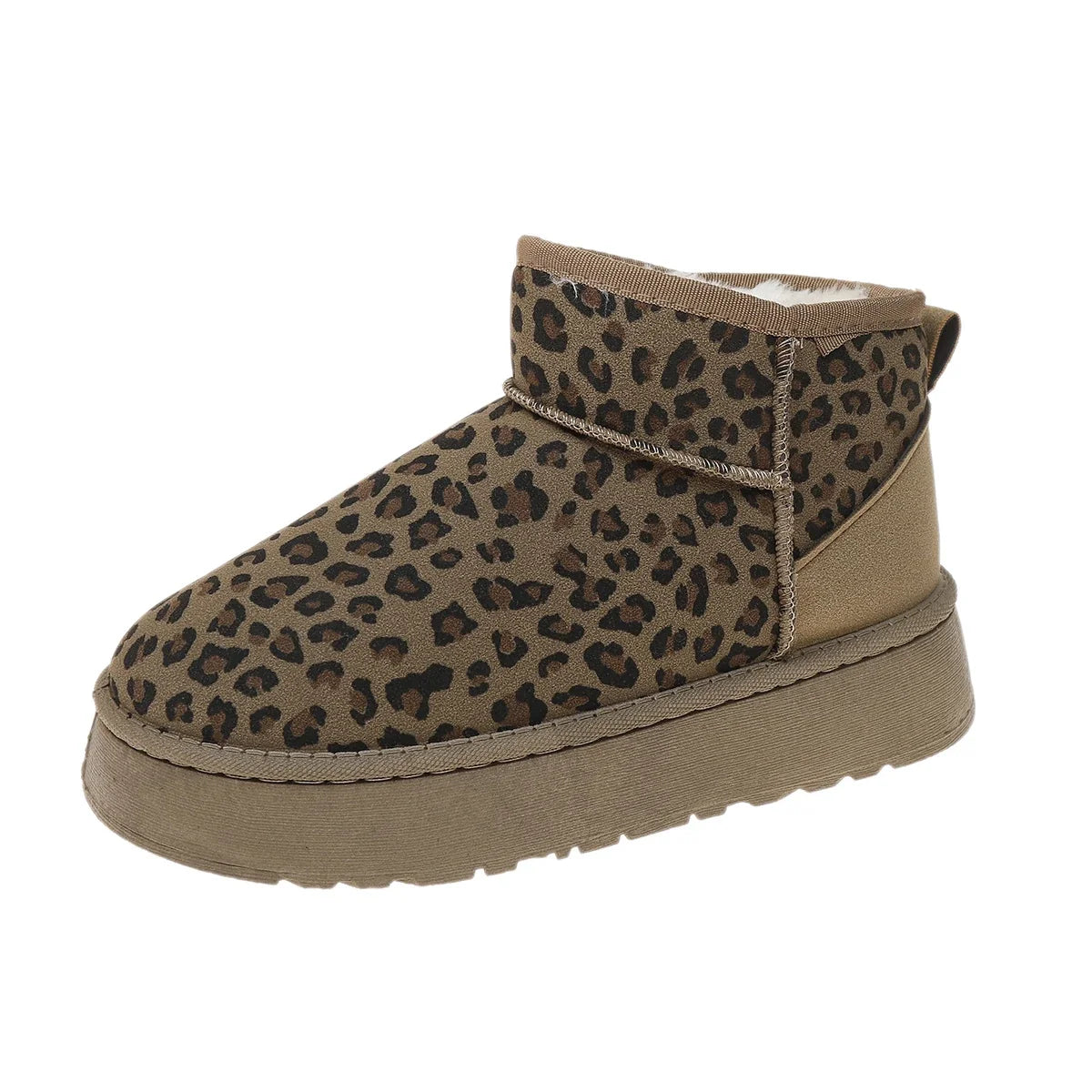 Women Leopard Print Boots2024 Winter Comfortable Warm Women Snow Boots Outdoor Non-slip Wear-resistant Fashion Plush Short Bo
