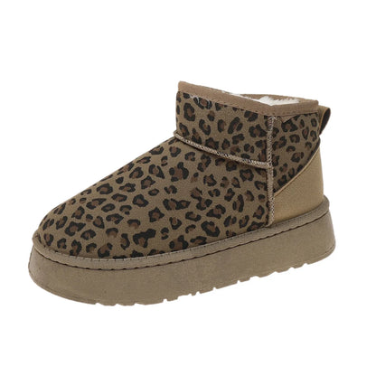 Women Leopard Print Boots2024 Winter Comfortable Warm Women Snow Boots Outdoor Non-slip Wear-resistant Fashion Plush Short Bo