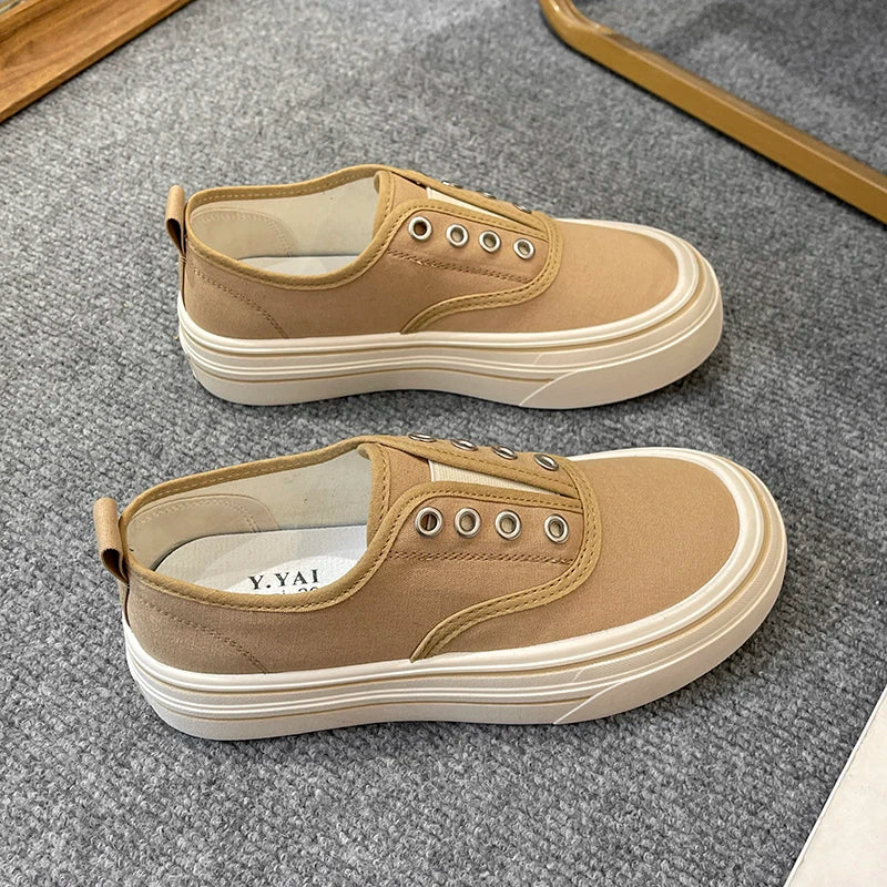 Women Outdoor Walking Canvas Shoes New Fashion Jogging Sneakers Slip-on Woman Vulcanized Flat Casual Loafers Ladies Zapatilla