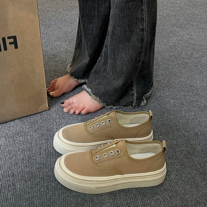 Women Outdoor Walking Canvas Shoes New Fashion Jogging Sneakers Slip-on Woman Vulcanized Flat Casual Loafers Ladies Zapatilla