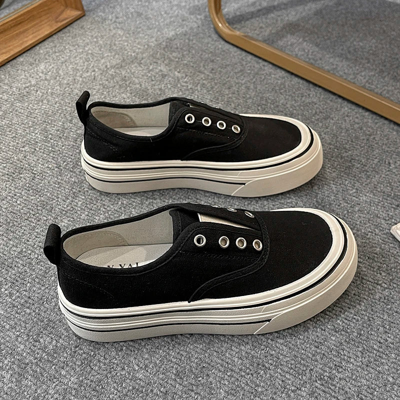 Women Outdoor Walking Canvas Shoes New Fashion Jogging Sneakers Slip-on Woman Vulcanized Flat Casual Loafers Ladies Zapatilla