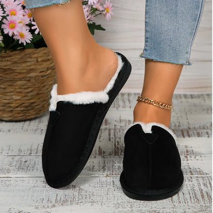 Women Warm Fur Cotton Slippers Flats Shoe Suede Winter Short Plush Luxury Fashion Casual Non-Slip Snow Boots Mujer Zapatos Mu