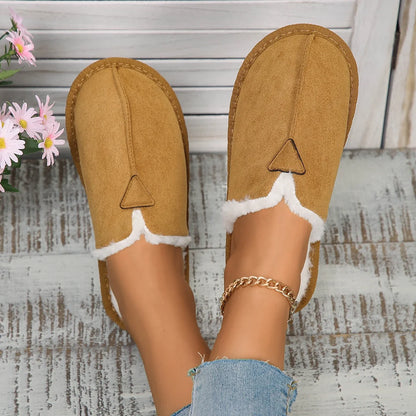 Women Warm Fur Cotton Slippers Flats Shoe Suede Winter Short Plush Luxury Fashion Casual Non-Slip Snow Boots Mujer Zapatos Mu