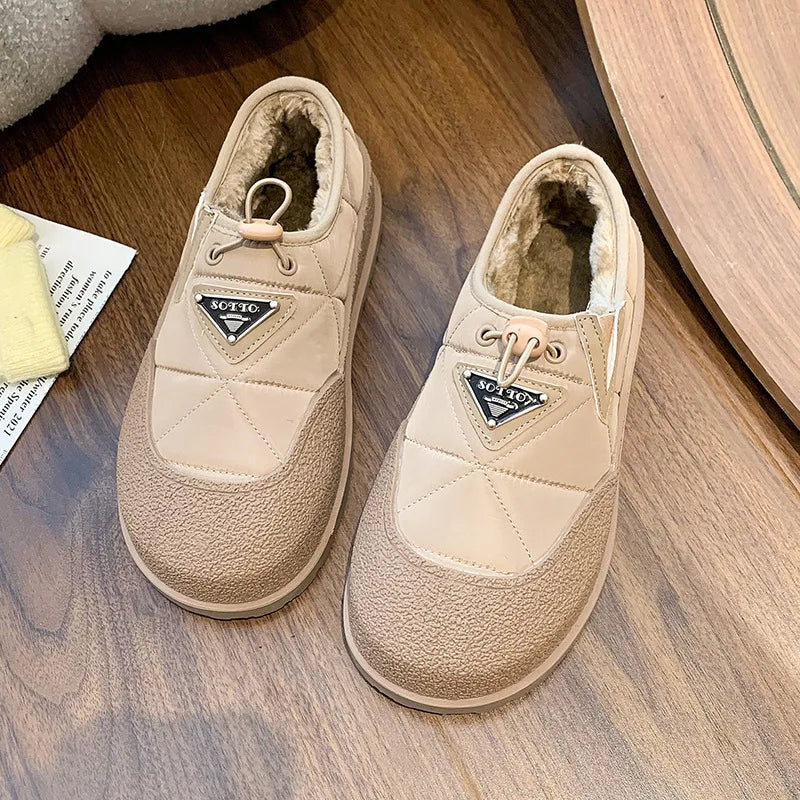 Women's Walking Shoes Snow Boots Outdoor Casual Loafers Winter New Fashion Thick Soft Soled Anti Ski Plush Warm Cotton Bootie
