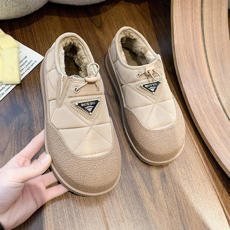 Women's Walking Shoes Snow Boots Outdoor Casual Loafers Winter New Fashion Thick Soft Soled Anti Ski Plush Warm Cotton Bootie